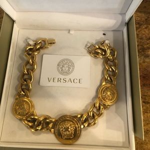 Gold Versace Chain link Medusa necklace